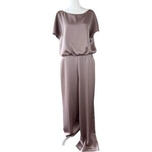 New! TRINA TURK Designer Gray Purple‎ "Amuse" Satin Jumpsuit Size 10 MSRP $298